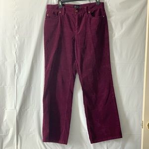 Talbots Corduroy Purple Wide Leg Pants Size 10